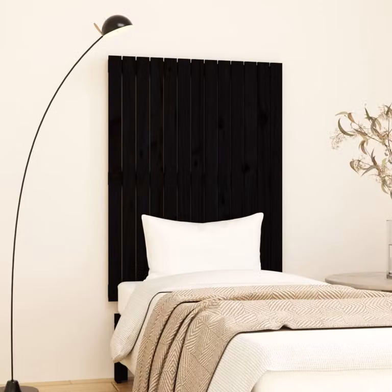Testiera da parete vidaXL in legno massello di pino nero, L 82,5 x P 3 x H 110 cm