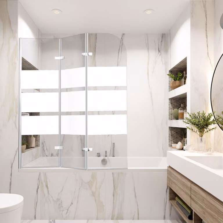 Jopassy schermo pieghevole vasca da bagno attacco doccia 180° ESG NANO Easy Clean vetro 3 pezzi pieghevole 120*140CM bianco