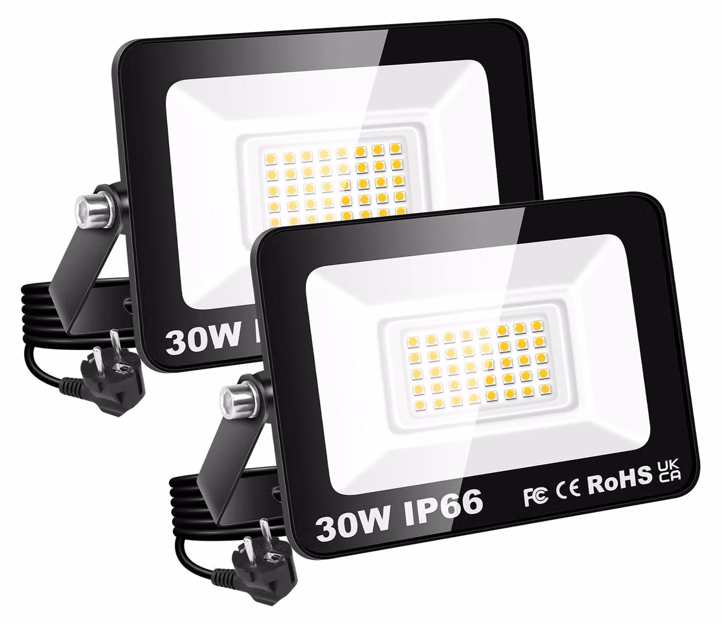 2 lampade LED da esterno, 30W, 3000 lumen, luce bianca calda