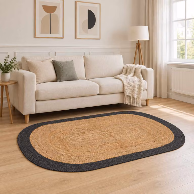vidaXL Tappeto da Area Grigio Scuro 122 x 183 cm Juta