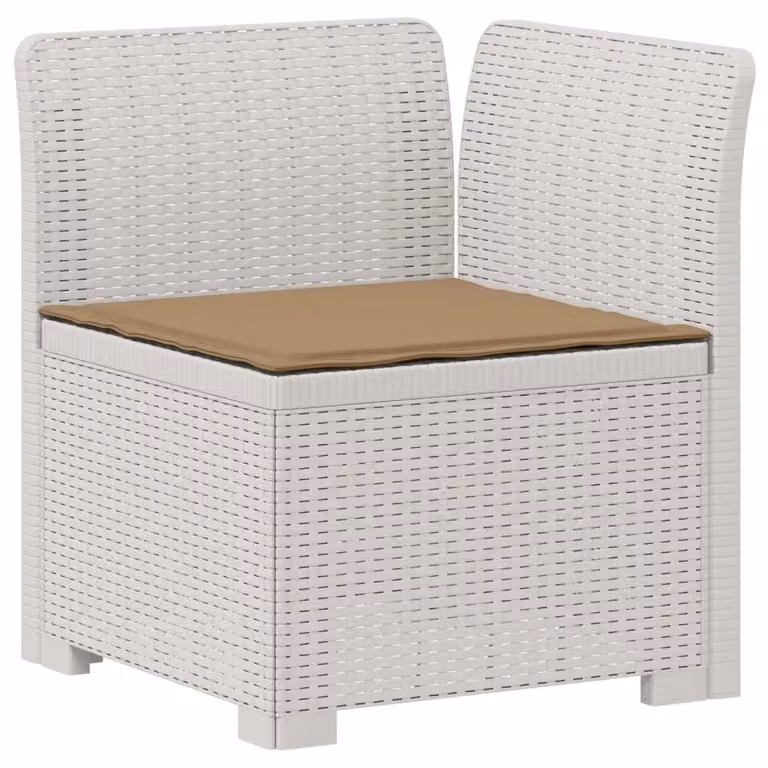 Divano da giardino a 1 posto con cuscino in rattan bianco per esterno e balcone