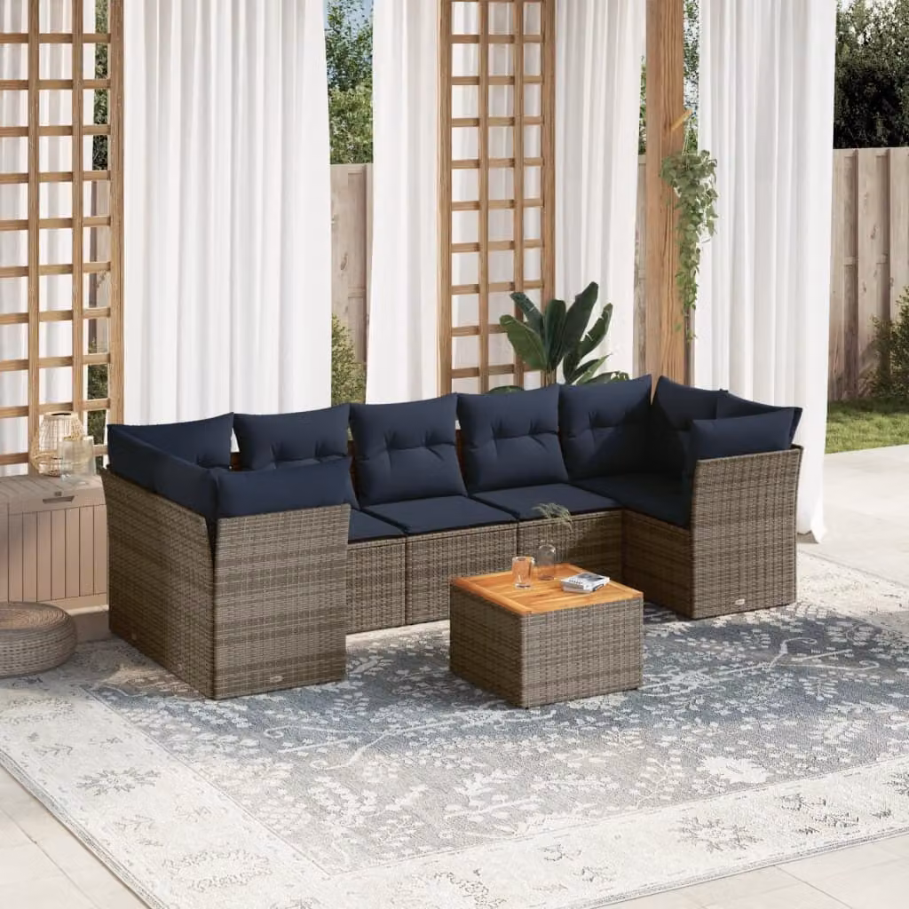 Maison Exclusive - Set Divani da Giardino 8 pz con Cuscini Grigio in Polyrattan