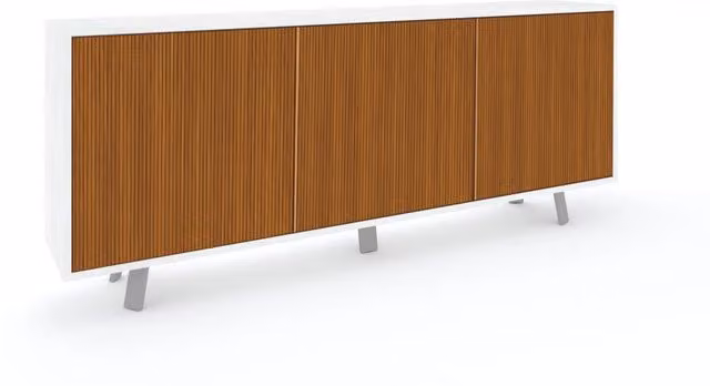 Mobile Soggiorno Madia 3 Ante 177x41x74 cm Ossido Bianco e Rovere Dogato