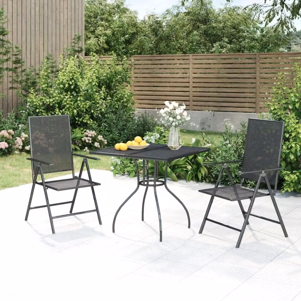 Maison Exclusive - Set da pranzo da giardino a 3 pezzi in acciaio antracite