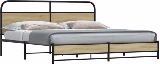 Giroletto senza materasso vidaXL in metallo e MDF color rovere sonoma L: 187 cm, P: 219 cm, H: 183 cm