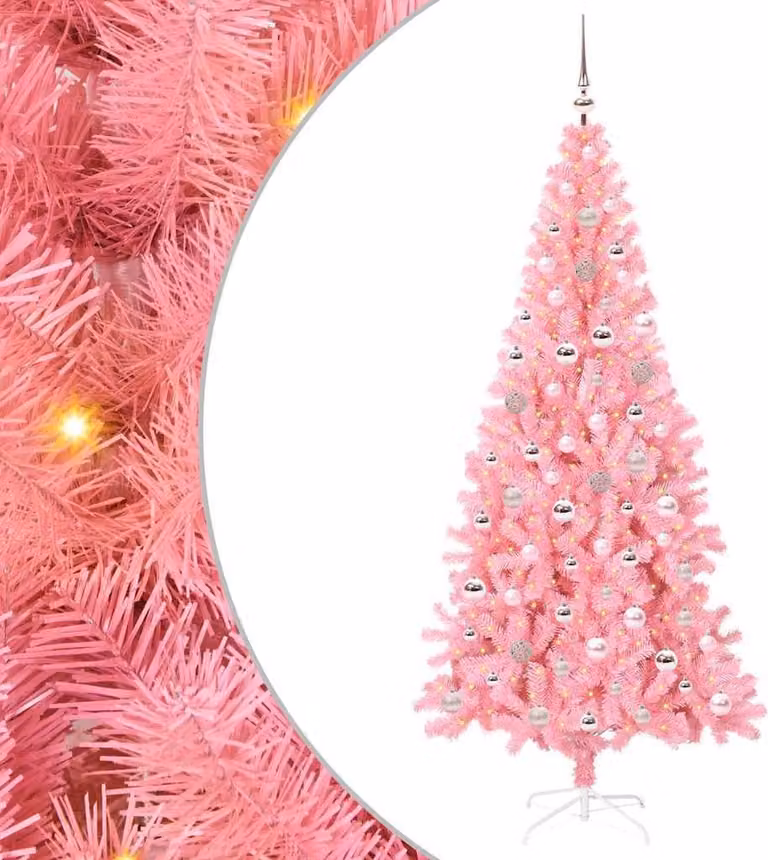Albero di Natale con 300 LED con supporto Rosa 240 cm PVC