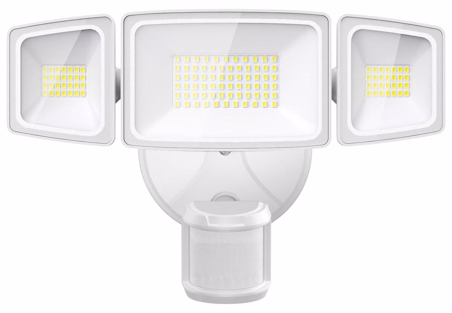 Faretto LED da 55 W, con 3 luci, 5000 lumen, grado di protezione IP65, sensore di movimento, luce bianca fredda