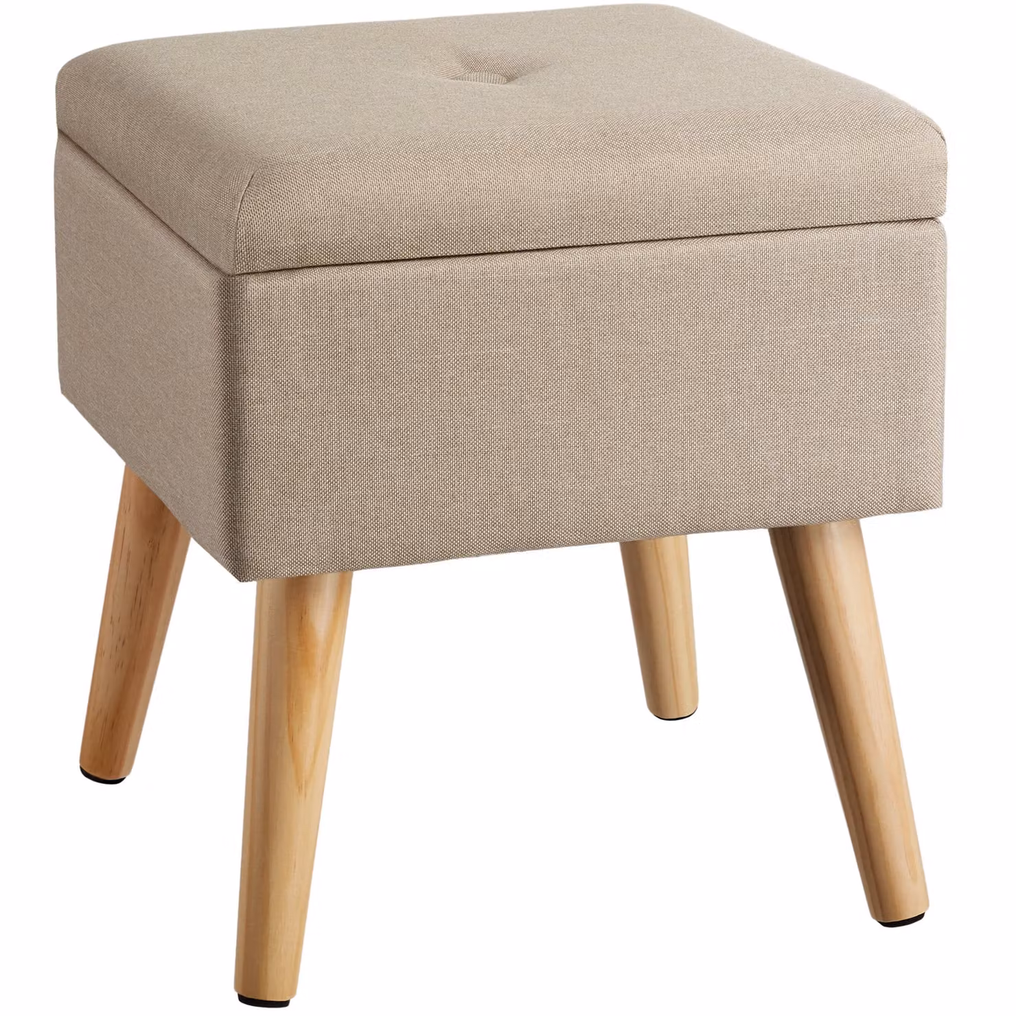 Sgabello Elva tectake in legno e tessuto color sabbia/beige L: 36,5 cm, P: 32,5 cm, H: 32,5 cm