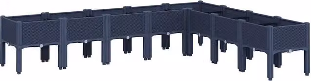 Fioriera | Cassetta per fiori | Vaso da Giardino con Gambe Grigio Blu 200x160x42 cm in PP