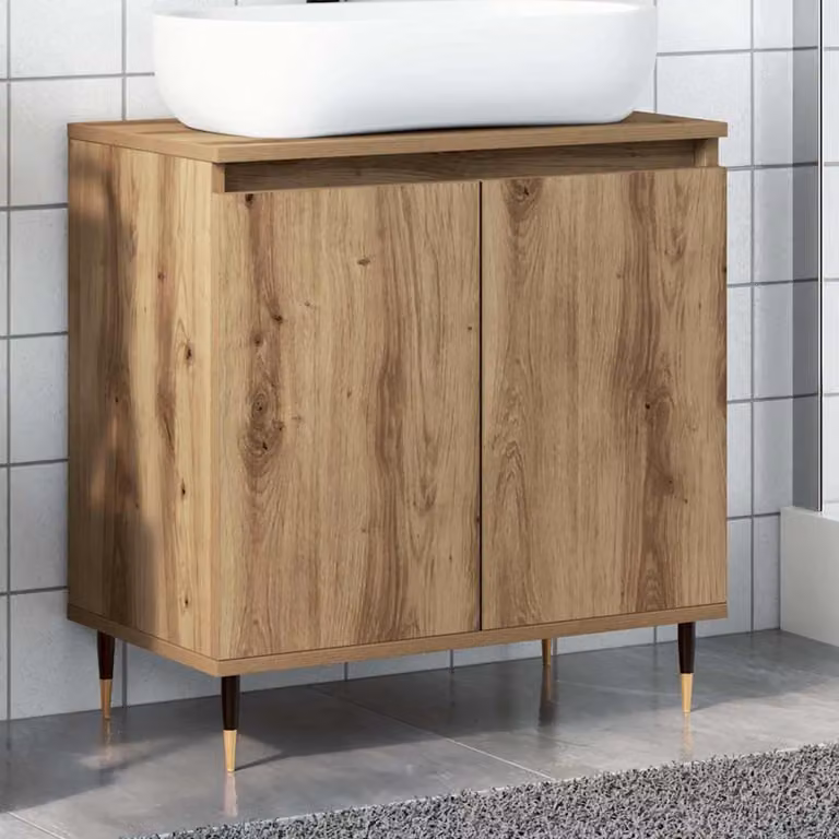 Mobile da bagno vidaXL in stile industriale color marrone, L: 58 cm, P: 33 cm, H: 60 cm
