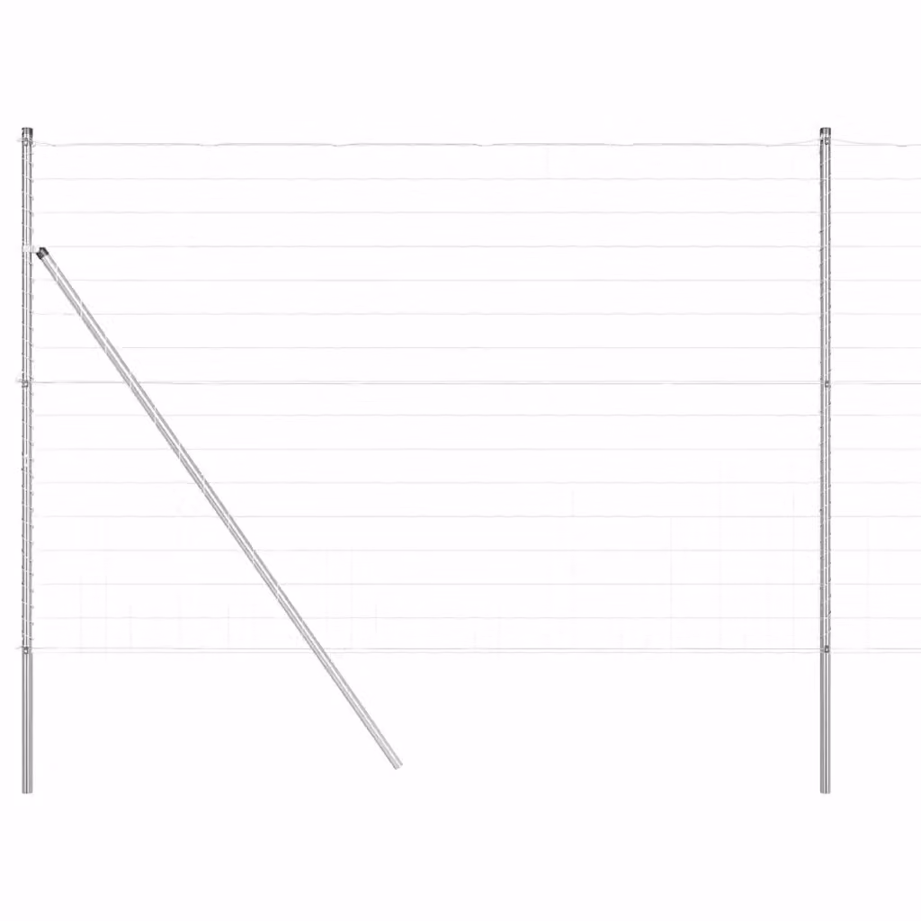Recinzione da esterno vidaXL in acciaio zincato e PVC argento, L: 10 m, H: 1,6 m – 2
