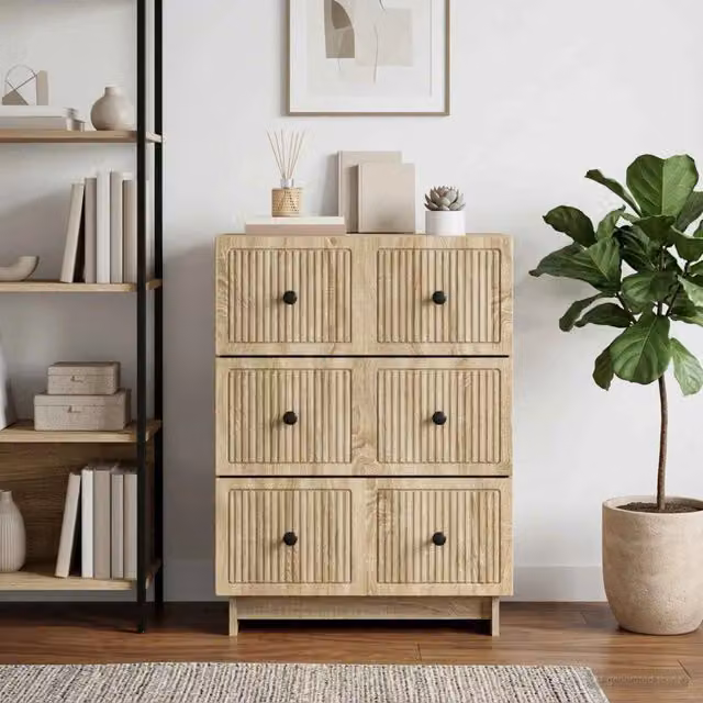 Mobile con Cassetti vidaXL in Legno e Metallo, Marrone e Beige, L 66 x P 34,5 x H 90 cm – 1