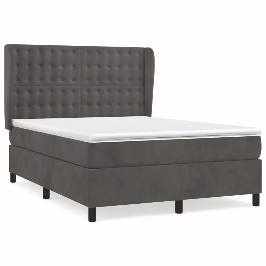 Letto Ibrido vidaXL con Struttura in Legno di Larice e Rivestimento in Velluto Grigio e Bianco L/P/H: 140 x 200 x 128 cm – 2