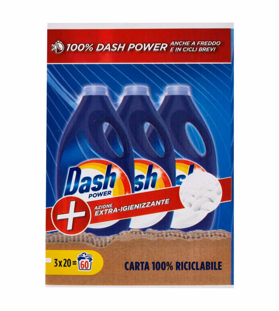 Power Detersivo Liquido Lavatrice, Azione Extra-Igienizzante 3 x 1000 ml 60 lavaggi
