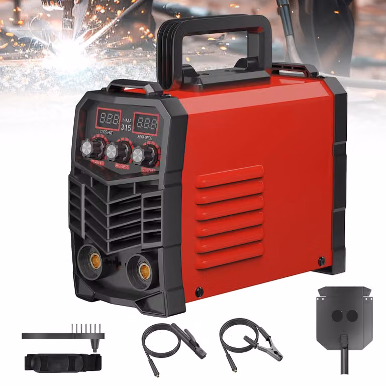 MMA-315 Saldatrice portatile - Saldatrice inverter - Doppio display - 220 V - Corrente regolabile - Compatta - Colore: rosso