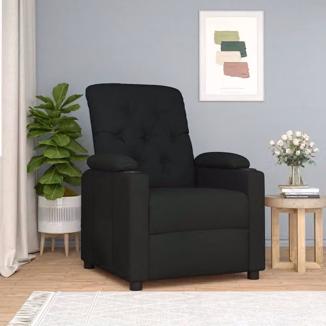 Divano Sedia-Poltrona Reclinabile in Tessuto Nero 625417