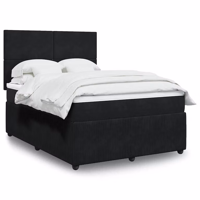 vidaXL Giroletto a Molle con Materasso in Velluto Nero L/P/H: 140 x 190 cm