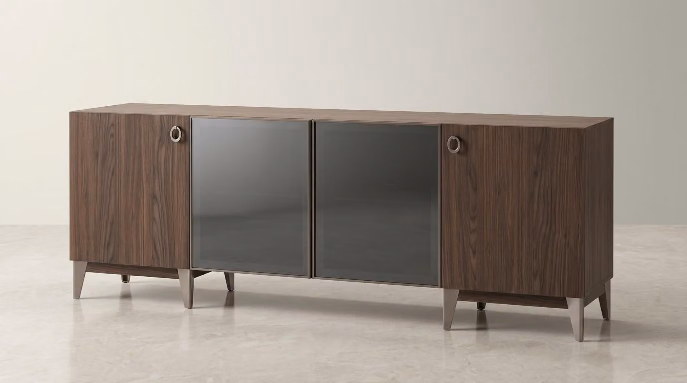 Mobile bar/credenza Braun, design moderno, spazioso, elegante, in legno, forma rettangolare