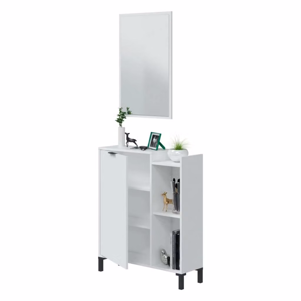 Mobile sottolavabo da bagno Argusto DMORA Bianco con ante a battente e illuminazione LED, L 77 cm x P 24 cm x H 91 cm – 2