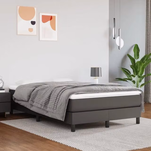 Giroletto a Molle con Materasso Grigio 120x200 cm in Similpelle 3144253