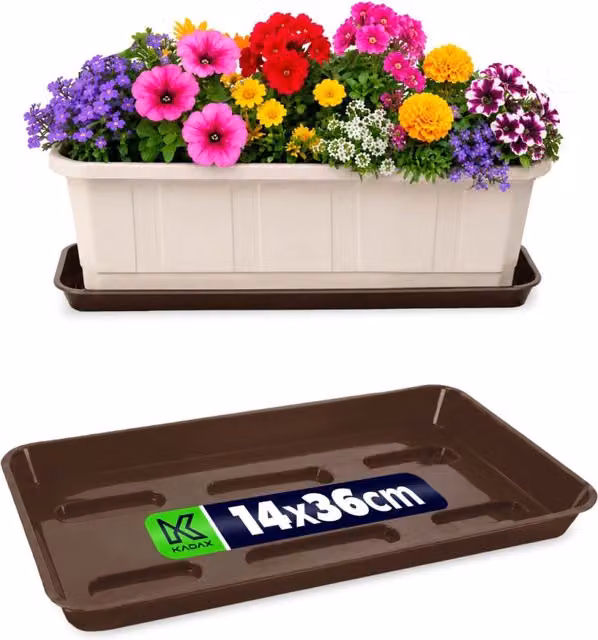 Supporto per vaso da fiori KADAX 40 cm, fioriera da balcone, vassoio in plastica