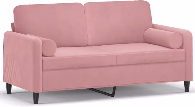 Divano | Divano da soggiorno | Sofa a 2 Posti con Cuscini Rosa 140 cm in Velluto