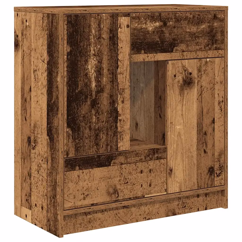 Credenza con Cassetti e Ante in Legno Antico Marrone vidaXL L: 70,5 cm, P: 34 cm, H: 74,5 cm – 2