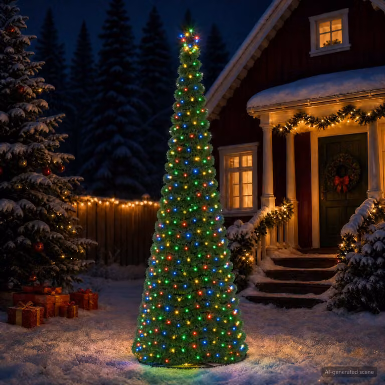 vidaXL Albero di Natale in tinsel con luci LED e base EKENAS 300 cm