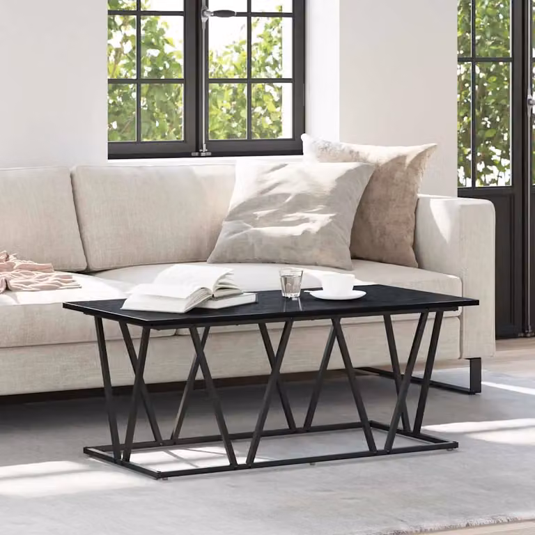 vidaXL Tavolino da salotto moderno rettangolare nero L: 100 cm, P: 50 cm, H: 40 cm