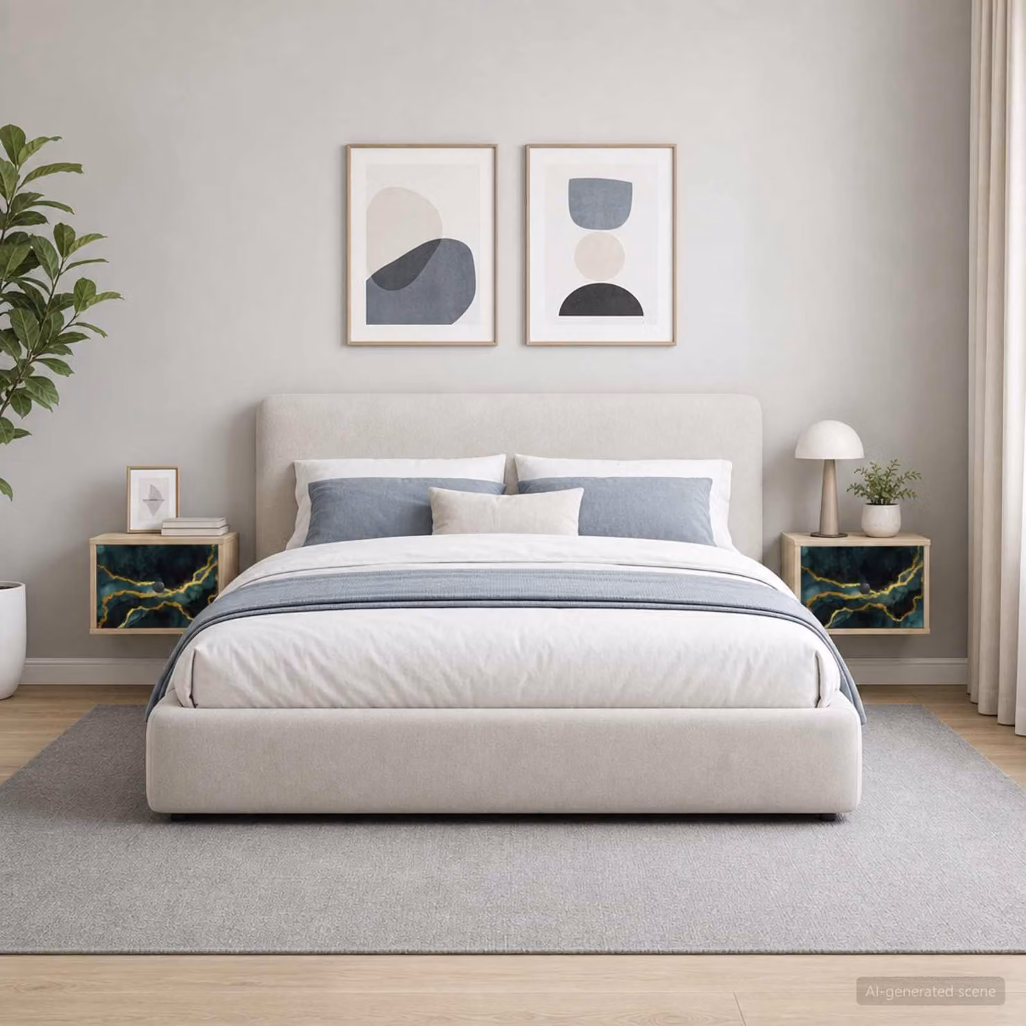 Set di 2 comodini sospesi vidaXL WIJHE in Rovere Sonoma e Multicolore