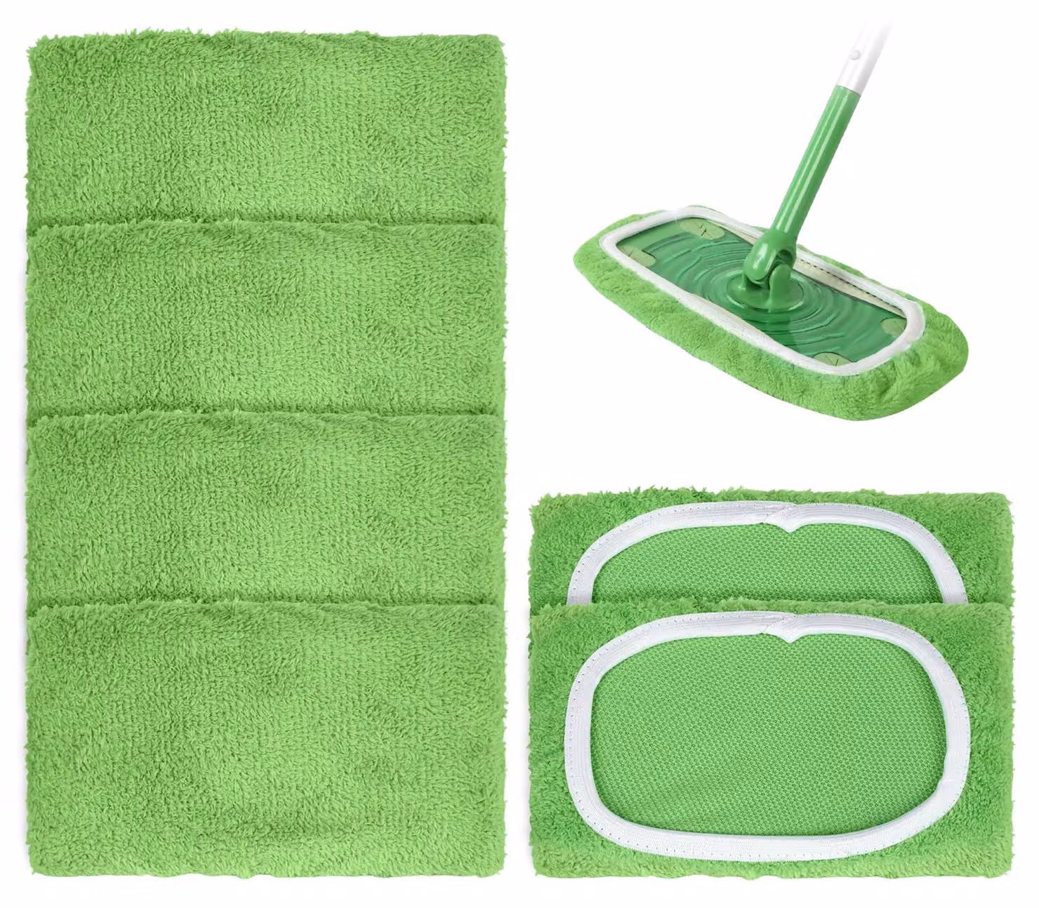 Set da 6 panni umidificati per la pulizia dei pavimenti, dimensioni 25,4 x 11,5 cm, colore verde, riutilizzabili