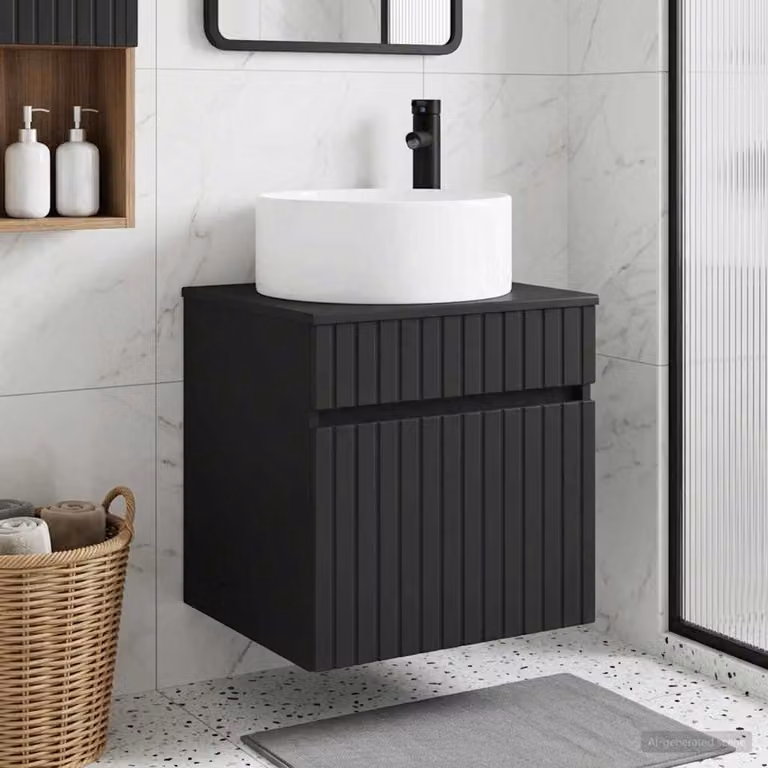 Mobile lavabo da parete vidaXL Nero opaco L: 49 cm, P: 44,5 cm, H: 65,5 cm
