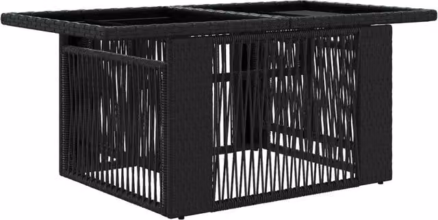 Tavolo da Giardino | Tavolino da esterno Nero 100 x 55 x 37 cm Rattan PE e Vetro