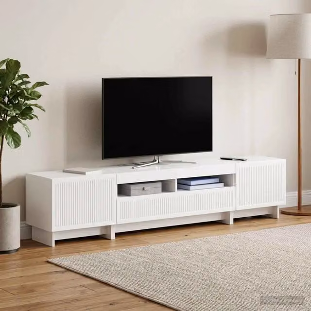 Mobile TV LED a 5 pezzi Bianco Lucido Legno ingegnerizzato 3416420