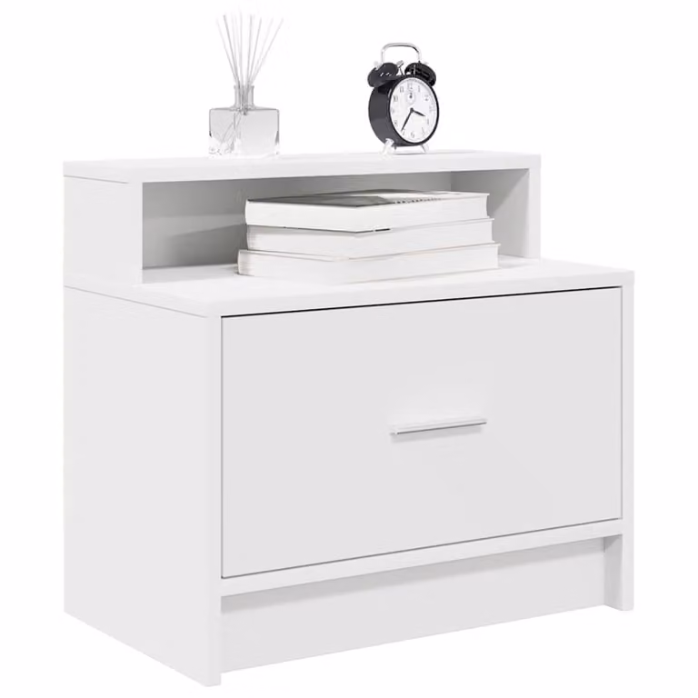 Set di 2 comodini sospesi vidaXL bianchi con cassetto, design moderno opaco, L: 51 cm, P: 31 cm, H: 47 cm