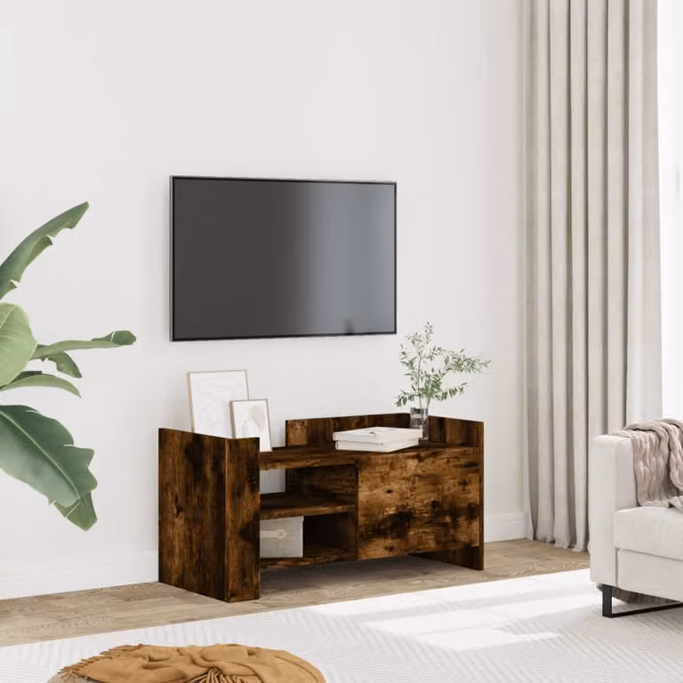 vidaXL Mobile Porta TV Rovero Fumo Marrone in Legno, L 80 cm x P 35 cm x H 40 cm