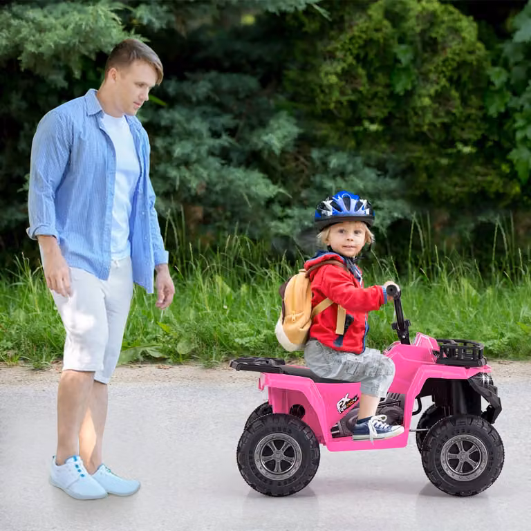 Quad elettrico per bambini Costway 6V con fari LED e pneumatici tread, colore rosa