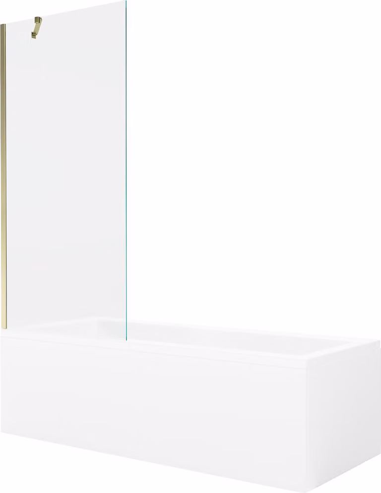 Mexen Cubik vasca rettangolare 150 x 70 cm con rivestimento e paravento a 1 anta 80 cm, trasparente, oro - 550315070X9508000050
