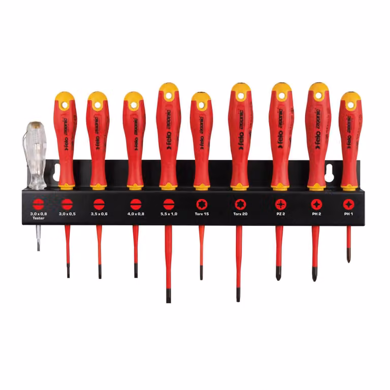 Set di cacciaviti Felo E-slim XL-Rack, 10 pezzi.