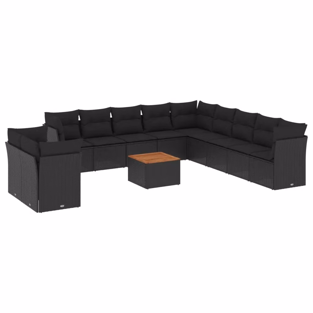 Set di divani da giardino VIDAXL in polyrattan nero con cuscini, 12 posti – 2