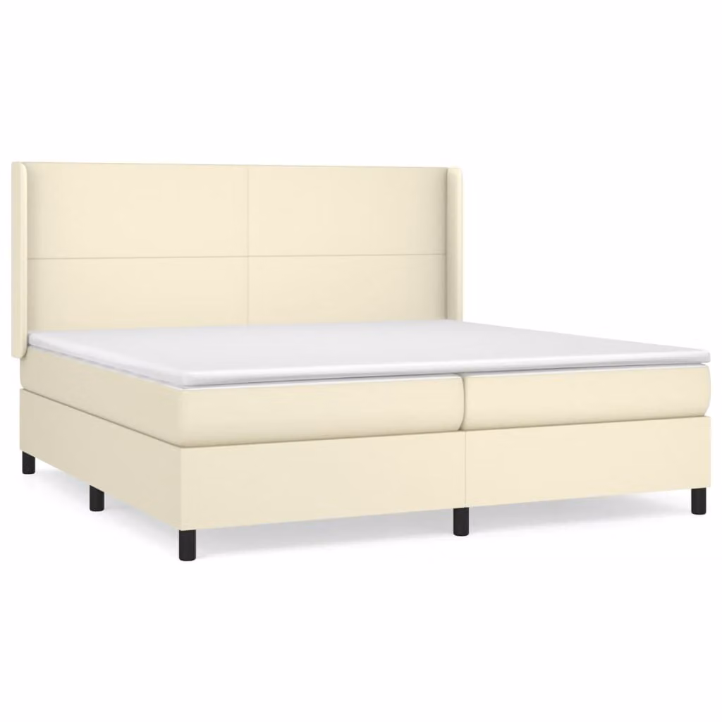 Giroletto a Molle con Materasso Crema 200x200 cm in Pelle finta