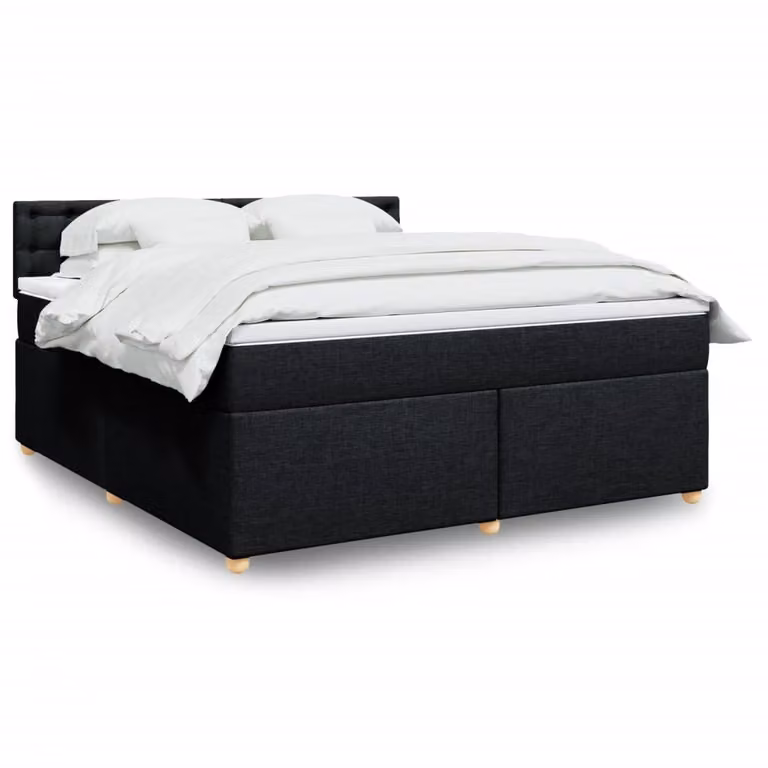 vidaXL Giroletto a Molle con Materasso Nero in Tessuto L: 180 cm, P: 200 cm