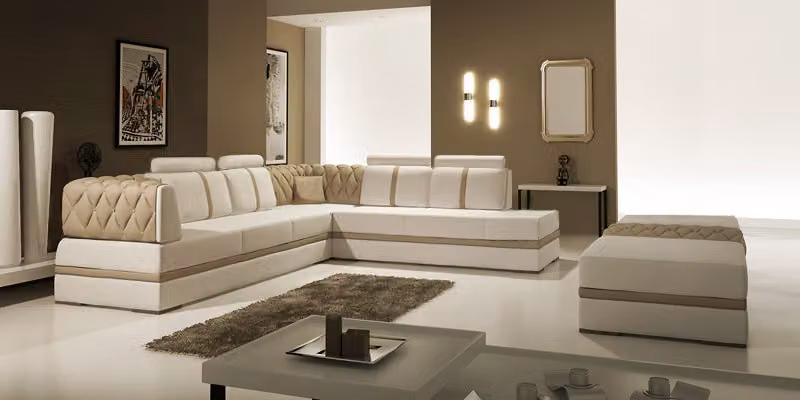 Ledersofa Couch Wohnlandschaft Ecksofa Eck Garnitur Design Modern Sofa A1128