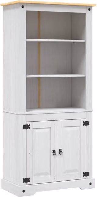 Credenza | Madia | Buffet da pranzo | Armadio da pranzo in Legno di Pino Messicano Corona Bianco 80x40x170 cm