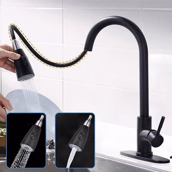 Rubinetteria per bagno e cucina, rubinetteria da cucina nera, rubinetteria da cucina, ecc.