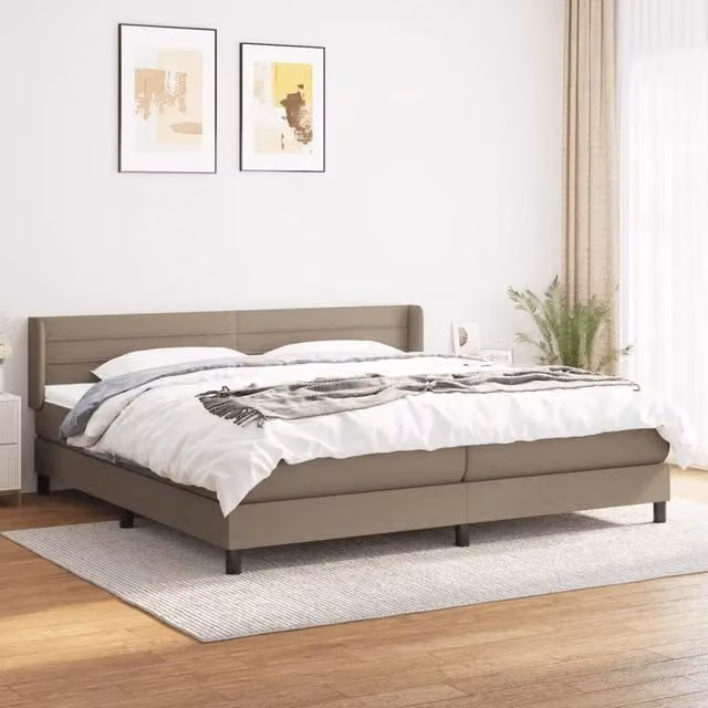 Letto Ibrido vidaXL con Materasso e Struttura Imbottita in Tessuto Beige e Bianco L/P/H: 200 x 200 x 203 cm
