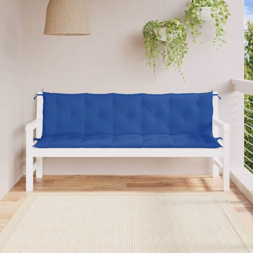 Set di 2 cuscini per panca vidaXL in tessuto Oxford blu, L 180 x P 50 x H 7 cm