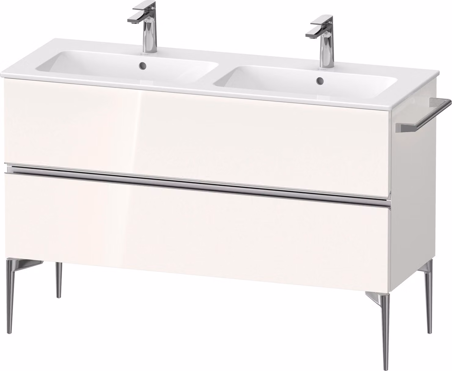 Duravit Sivida bâti-support pour lavabo, 2 tiroirs, poignée profilée chromée, 1280x477x591mm, pour ME by Starck, SV4647010220000, SV4647010220000