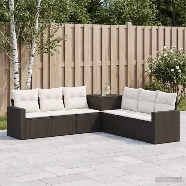 Set di divani 7 pz Nero e Bianco Crema 55 x 55 x 69 cm 3448775
