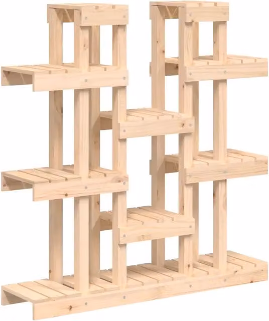 Supporto per piante in legno massello di pino beige, stile rustico, L: 104,5 cm, P: 25 cm, H: 109,5 cm – 1